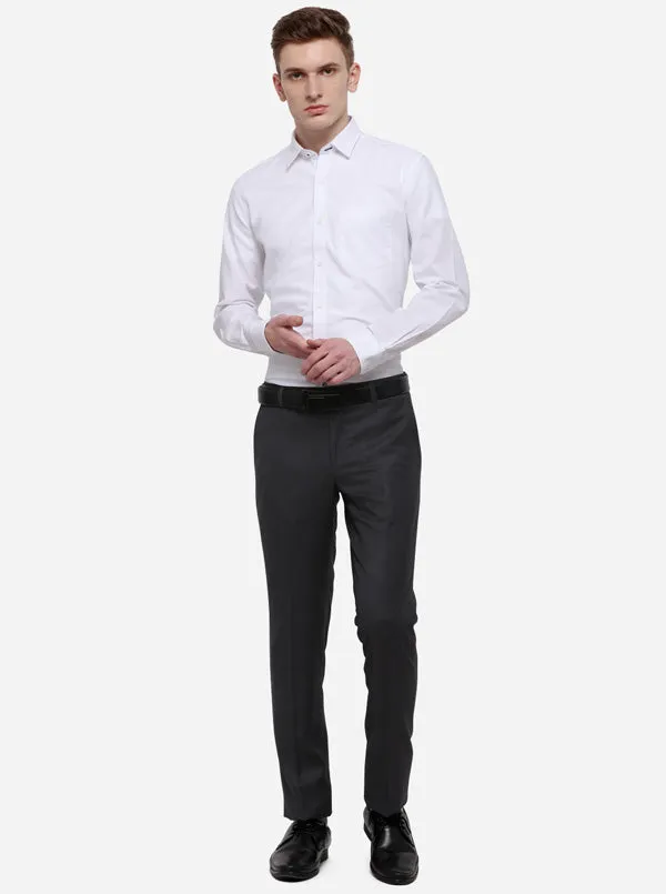 Grey Solid Slim Fit Formal Trouser | Metal