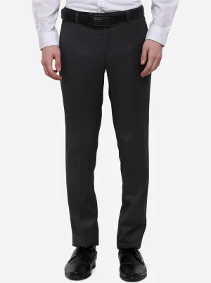 Grey Solid Slim Fit Formal Trouser | Metal