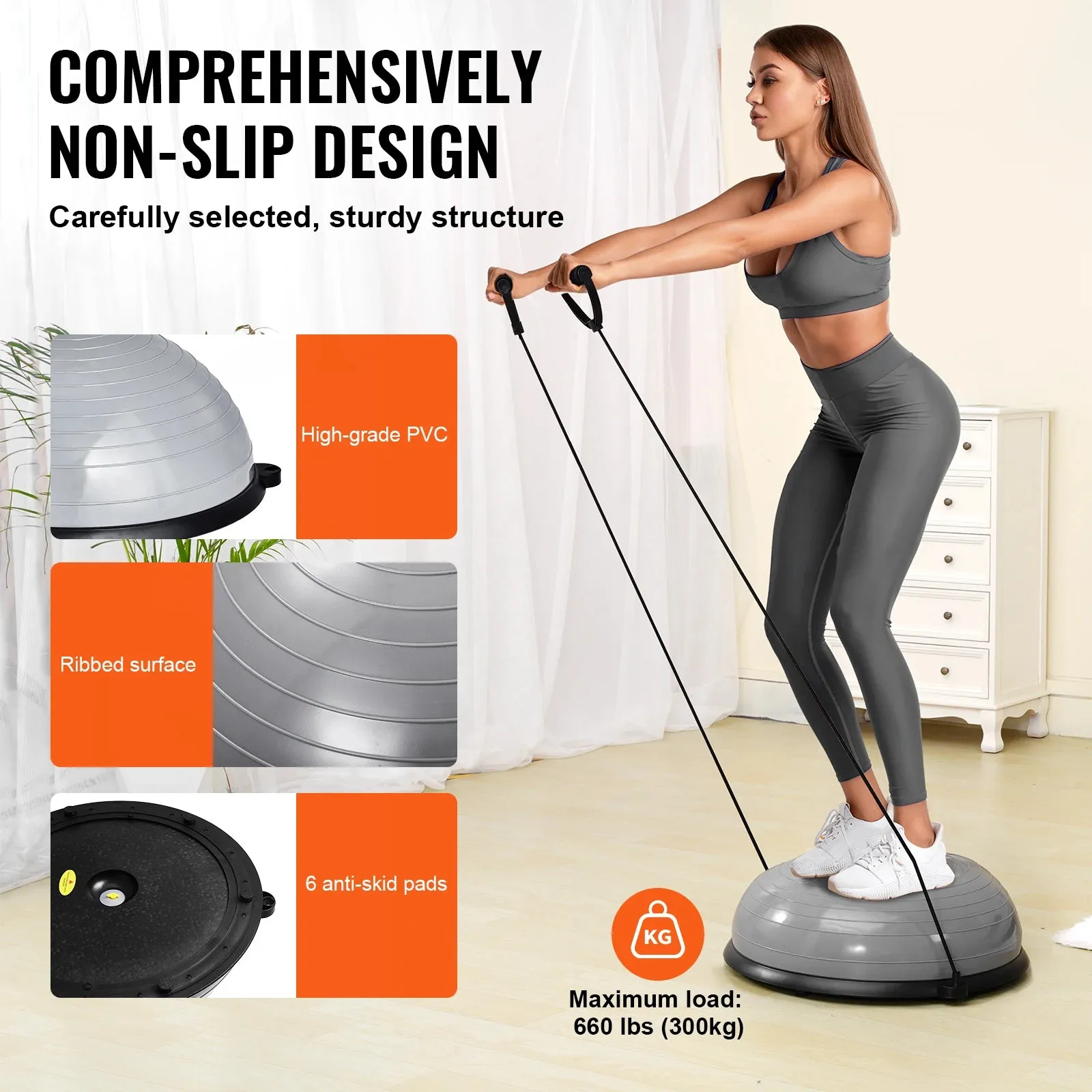 Half Exercise Stability Yoga Ball With Resistance Bands