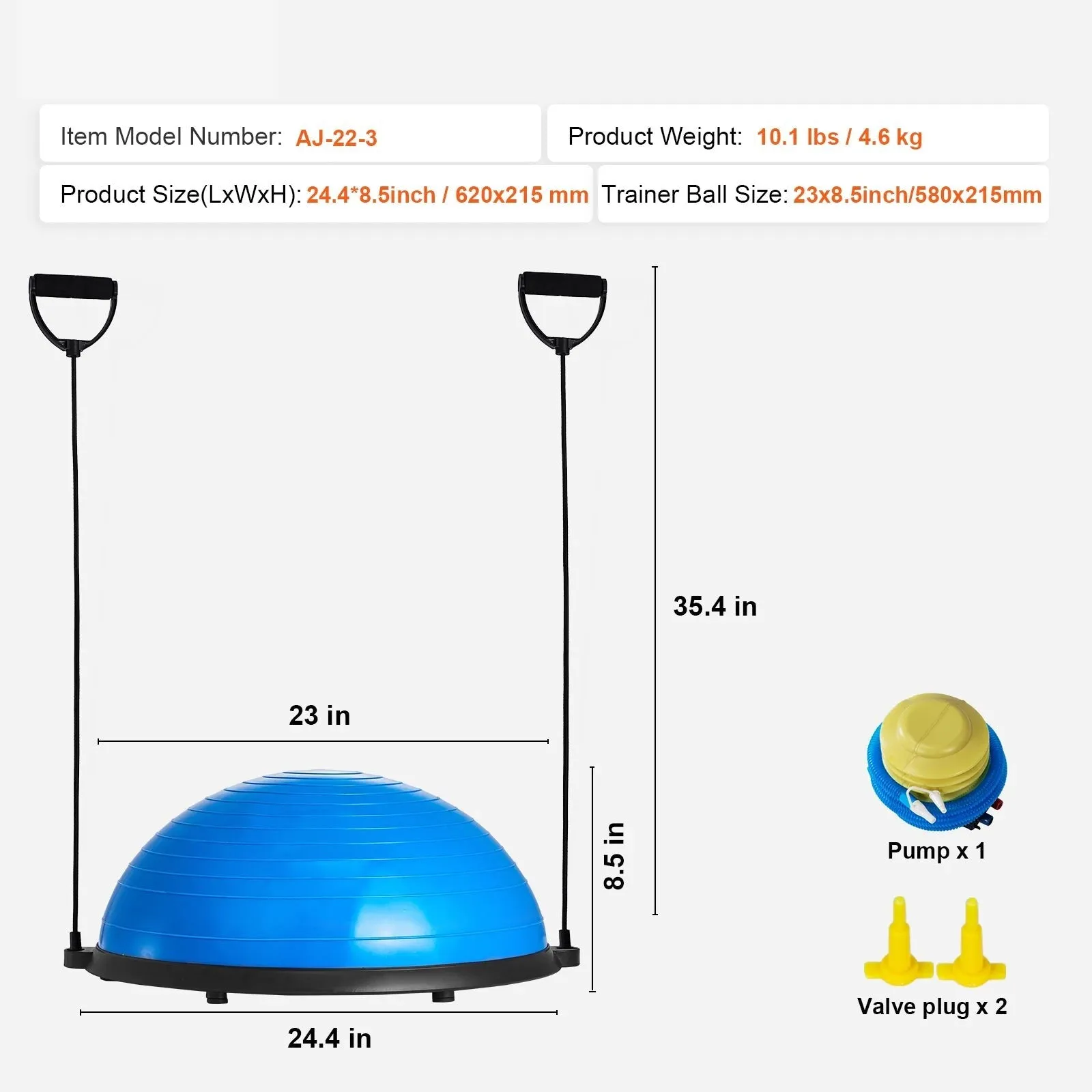 Half Exercise Stability Yoga Ball With Resistance Bands