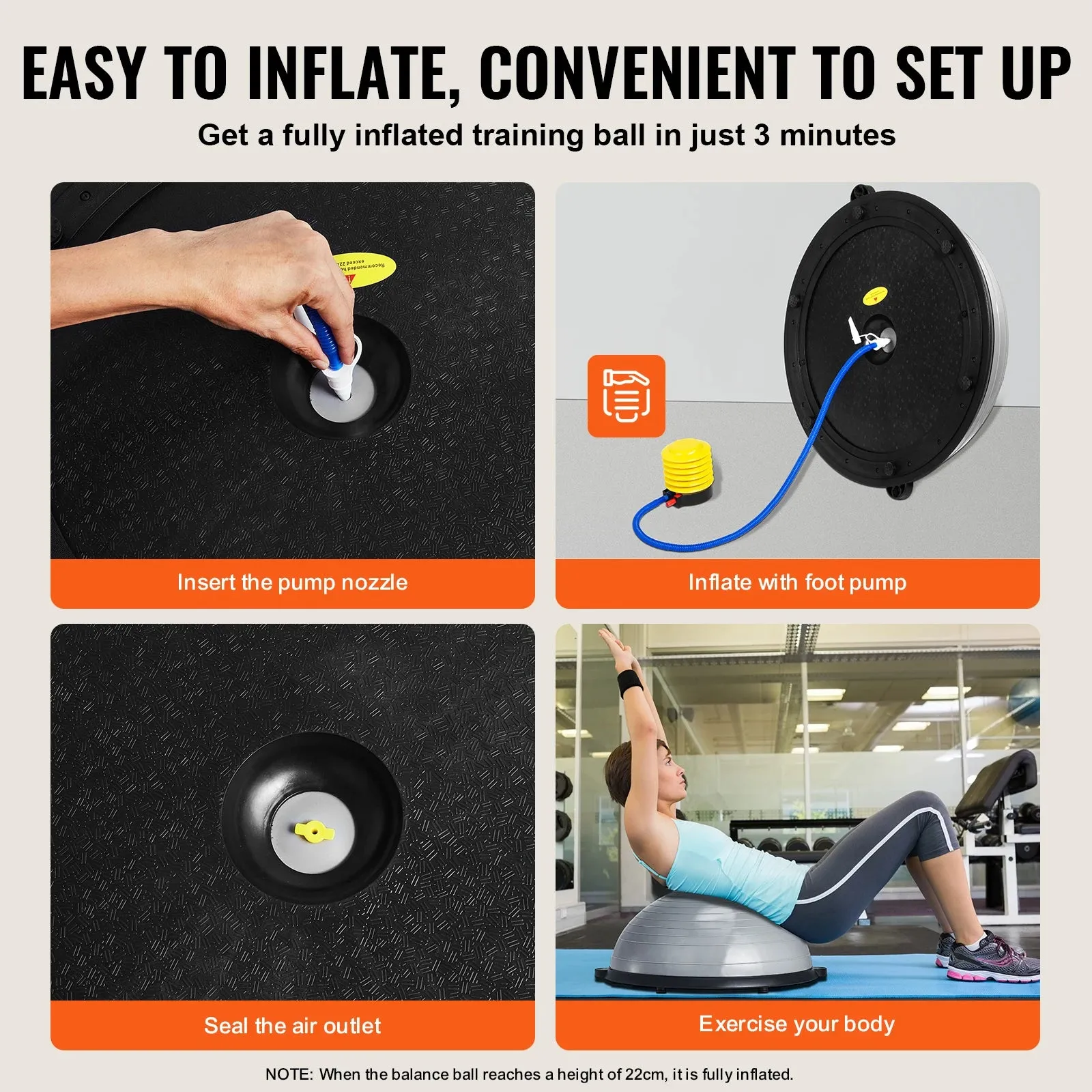 Half Exercise Stability Yoga Ball With Resistance Bands