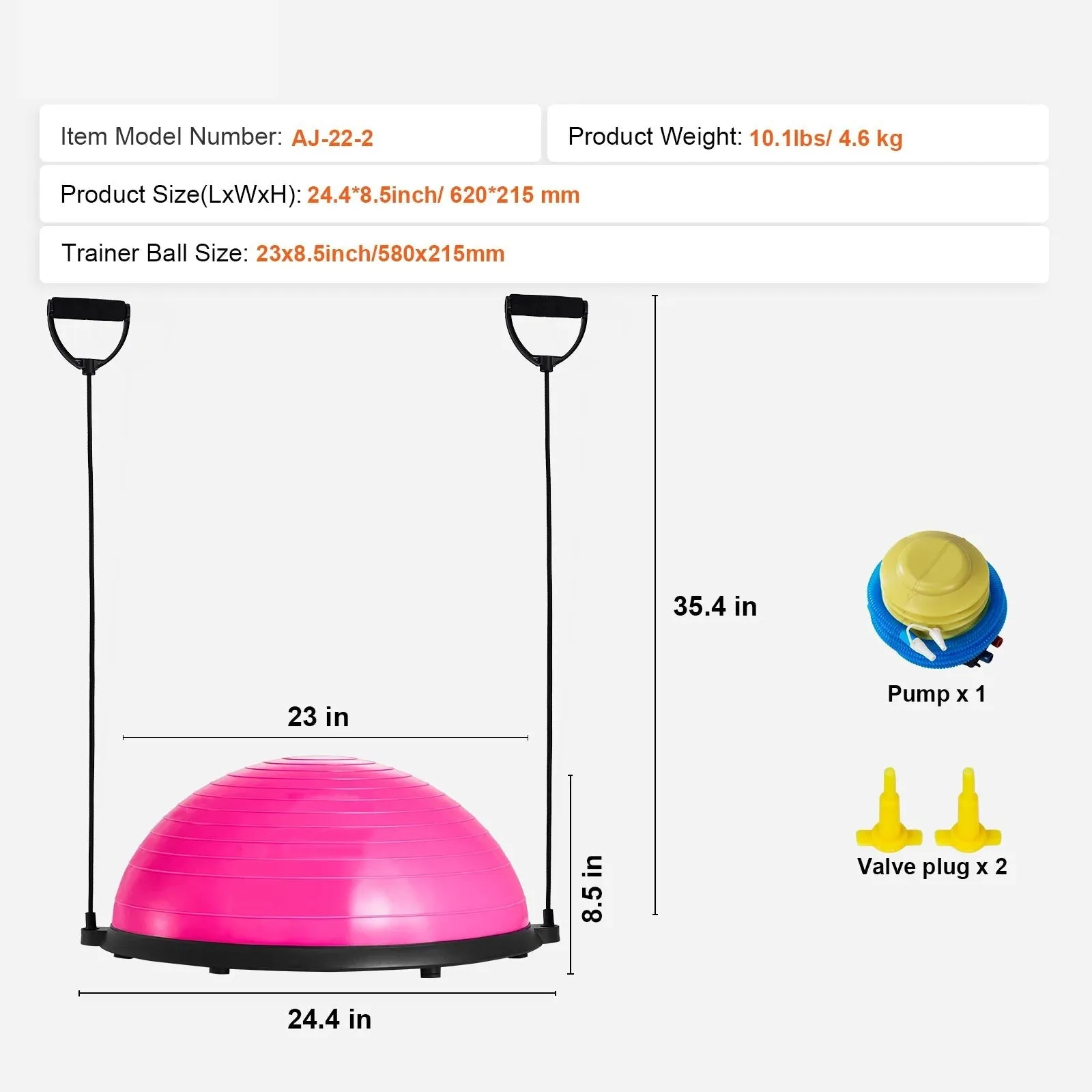 Half Exercise Stability Yoga Ball With Resistance Bands