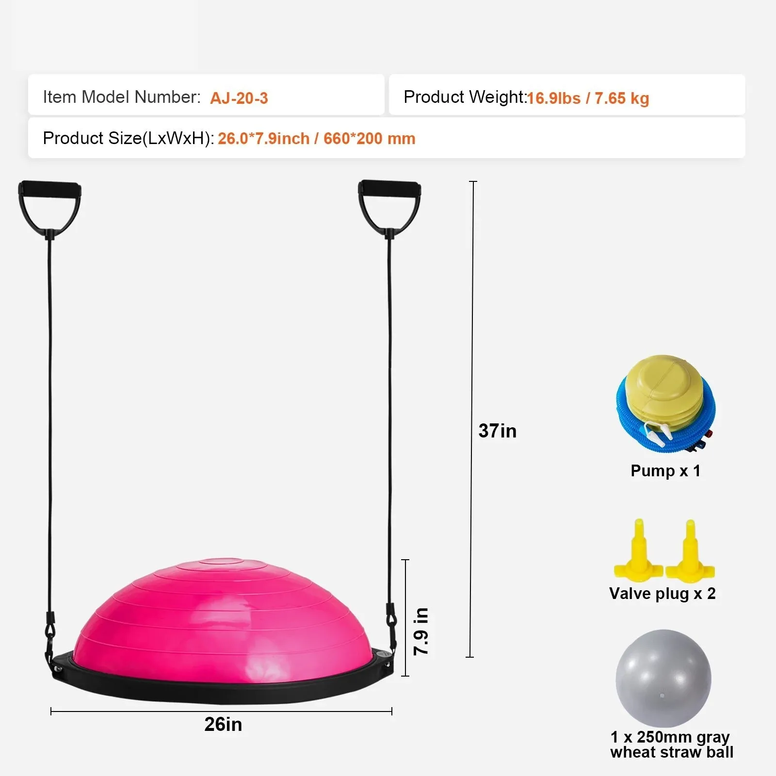 Half Exercise Stability Yoga Ball With Resistance Bands