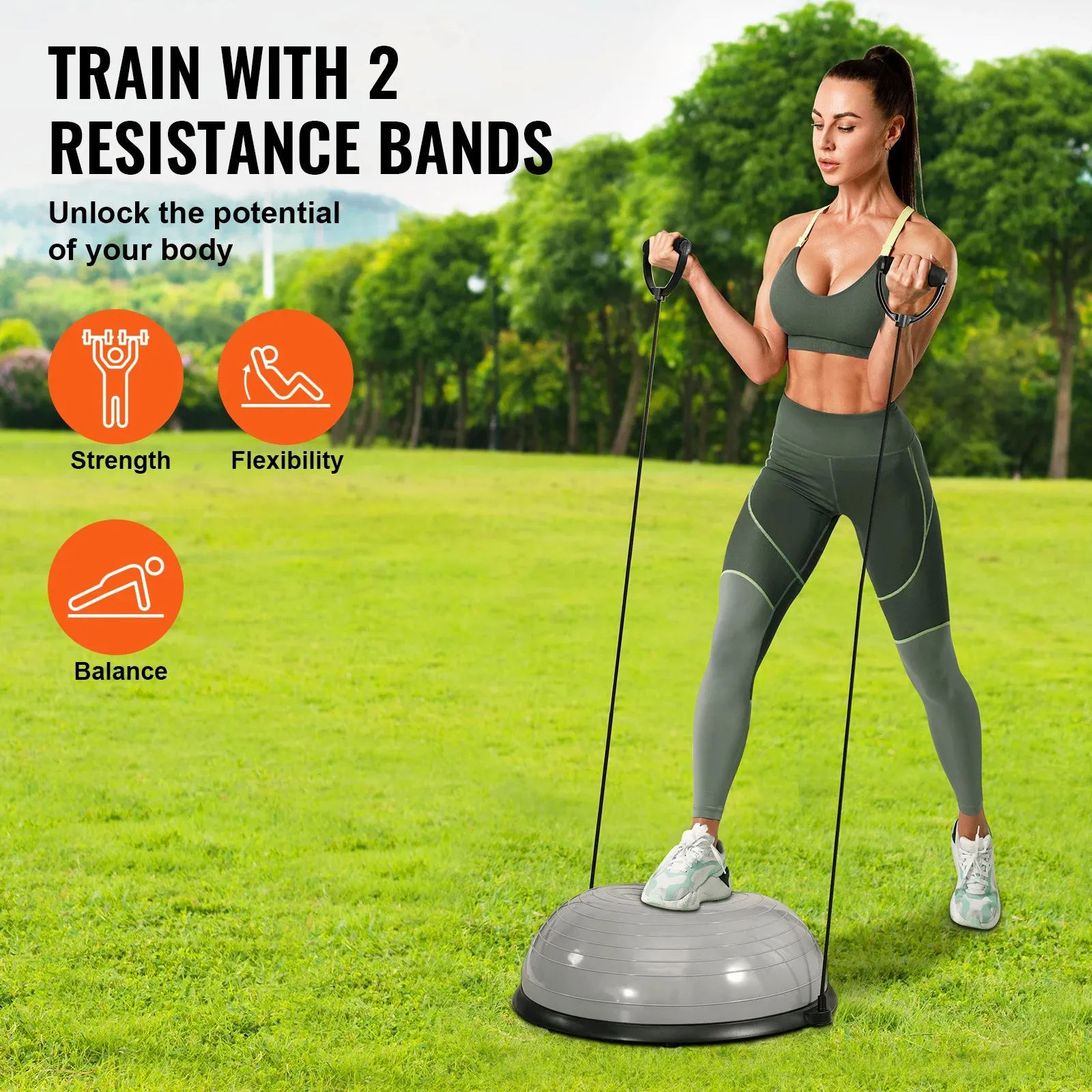 Half Exercise Stability Yoga Ball With Resistance Bands