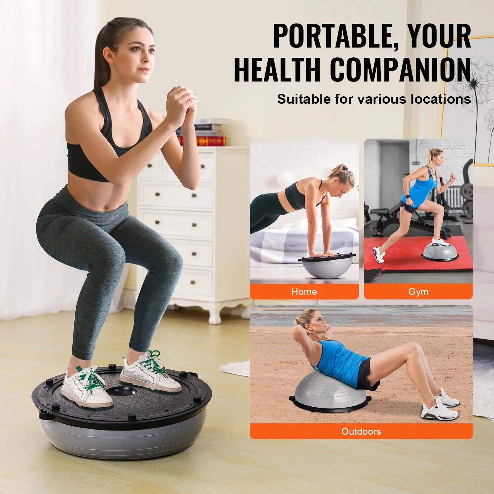 Half Exercise Stability Yoga Ball With Resistance Bands