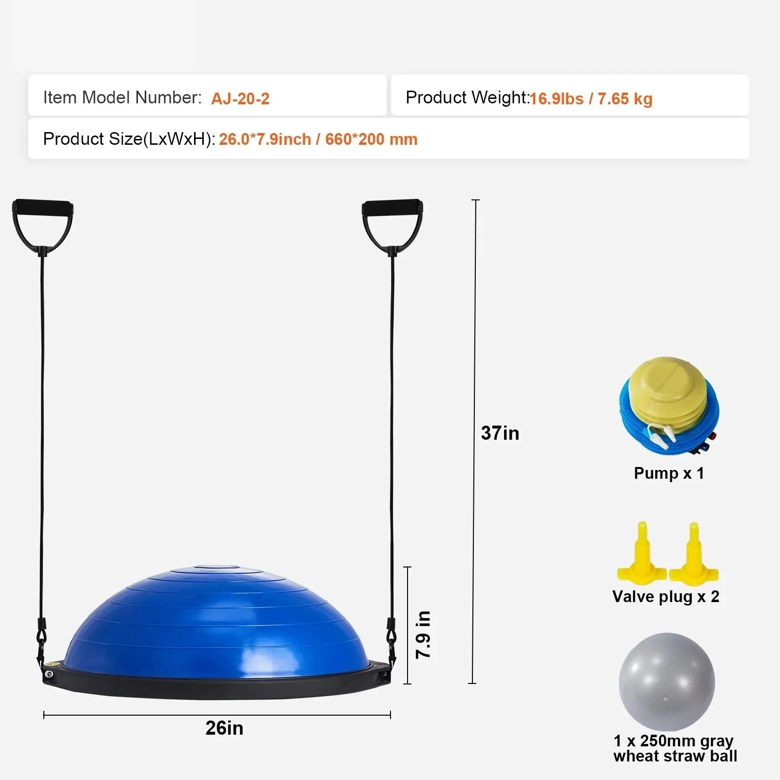 Half Exercise Stability Yoga Ball With Resistance Bands