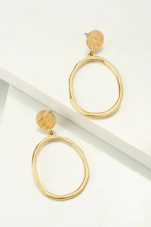 Hammered Hoop Drop Earrings