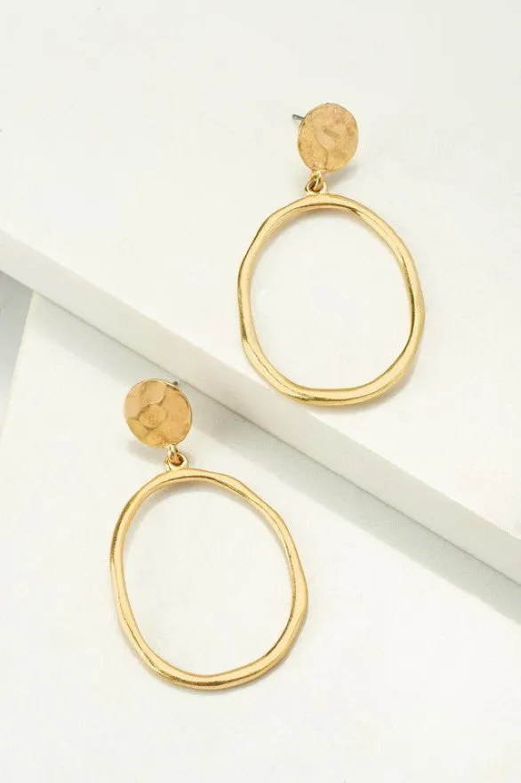 Hammered Hoop Drop Earrings