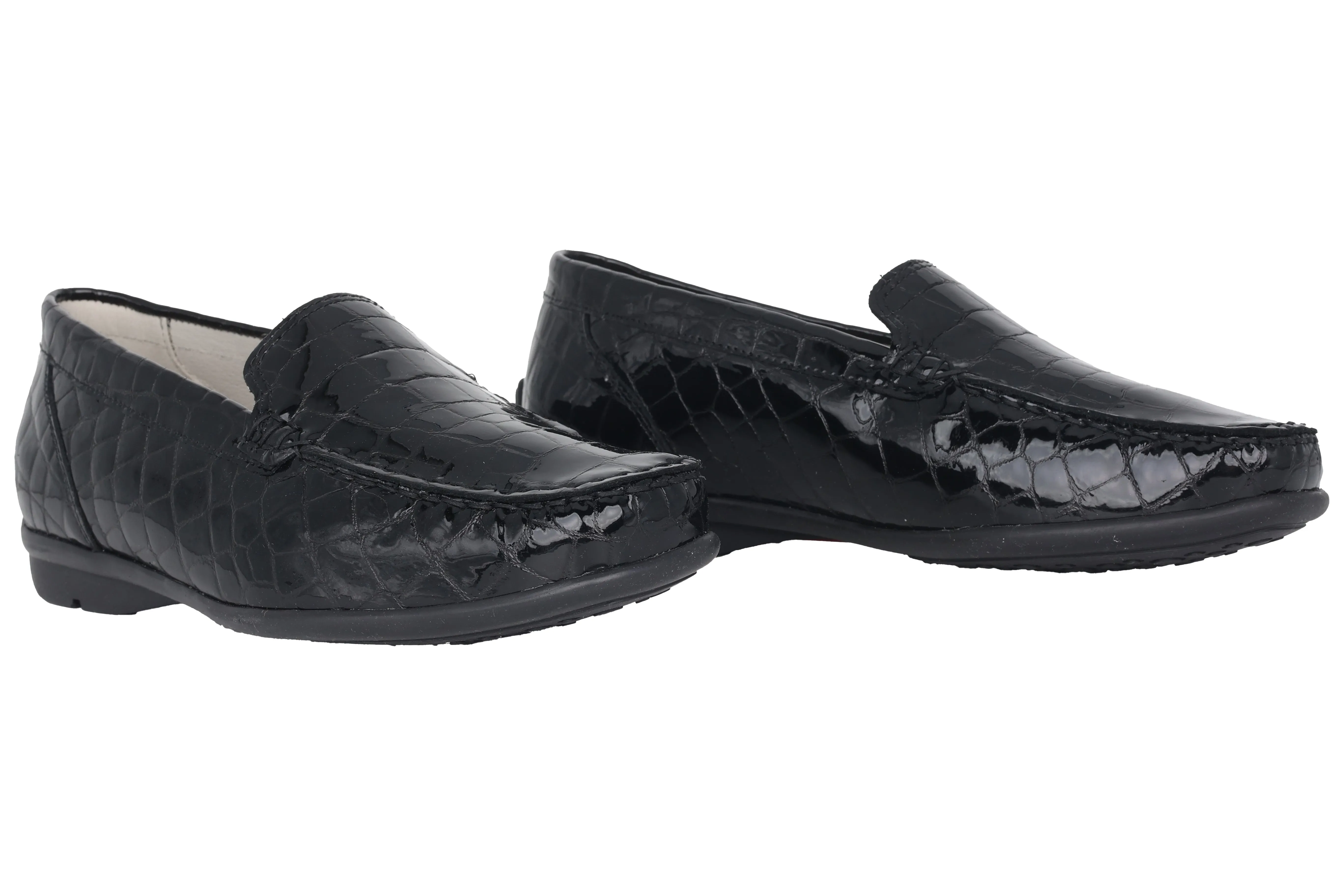 'Harriet' women's wide fit (H) moccassin - black patent