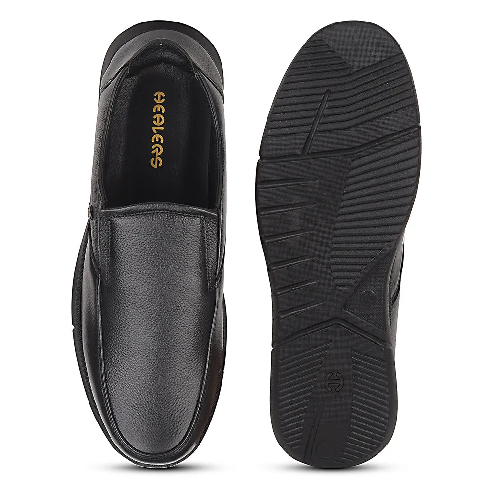 Healers Black Formal Non Lacing Moccasins For Men SCL-1 By Liberty