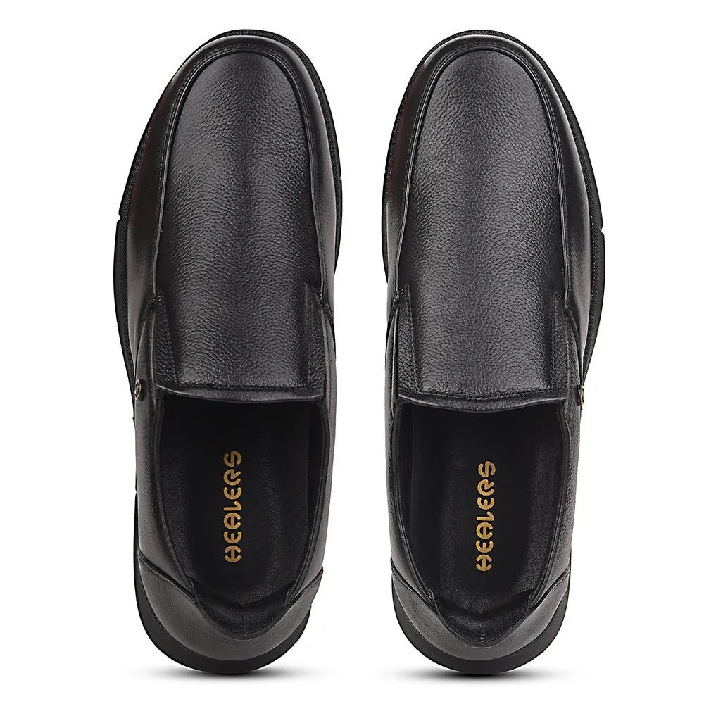 Healers Black Formal Non Lacing Moccasins For Men SCL-1 By Liberty