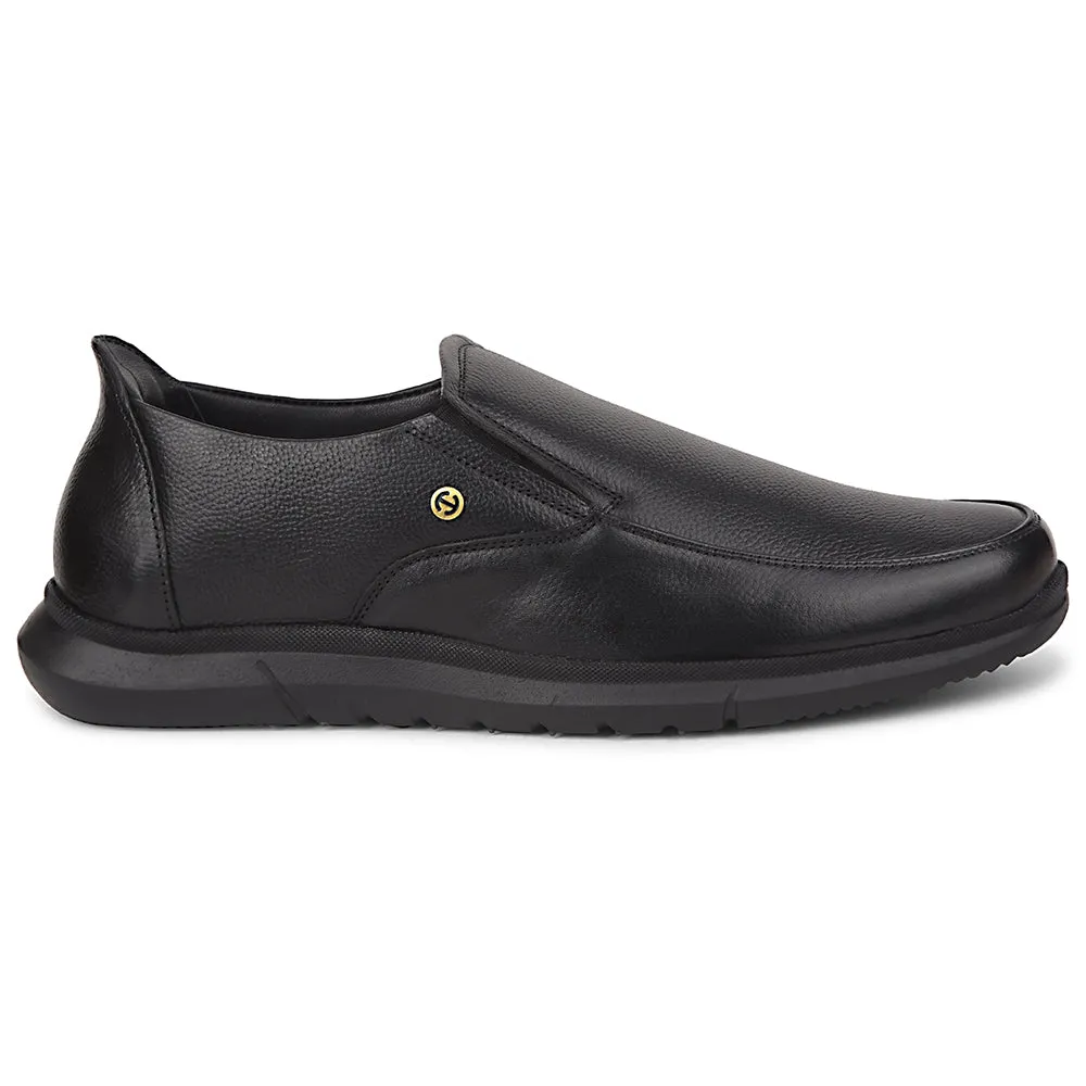 Healers Black Formal Non Lacing Moccasins For Men SCL-1 By Liberty