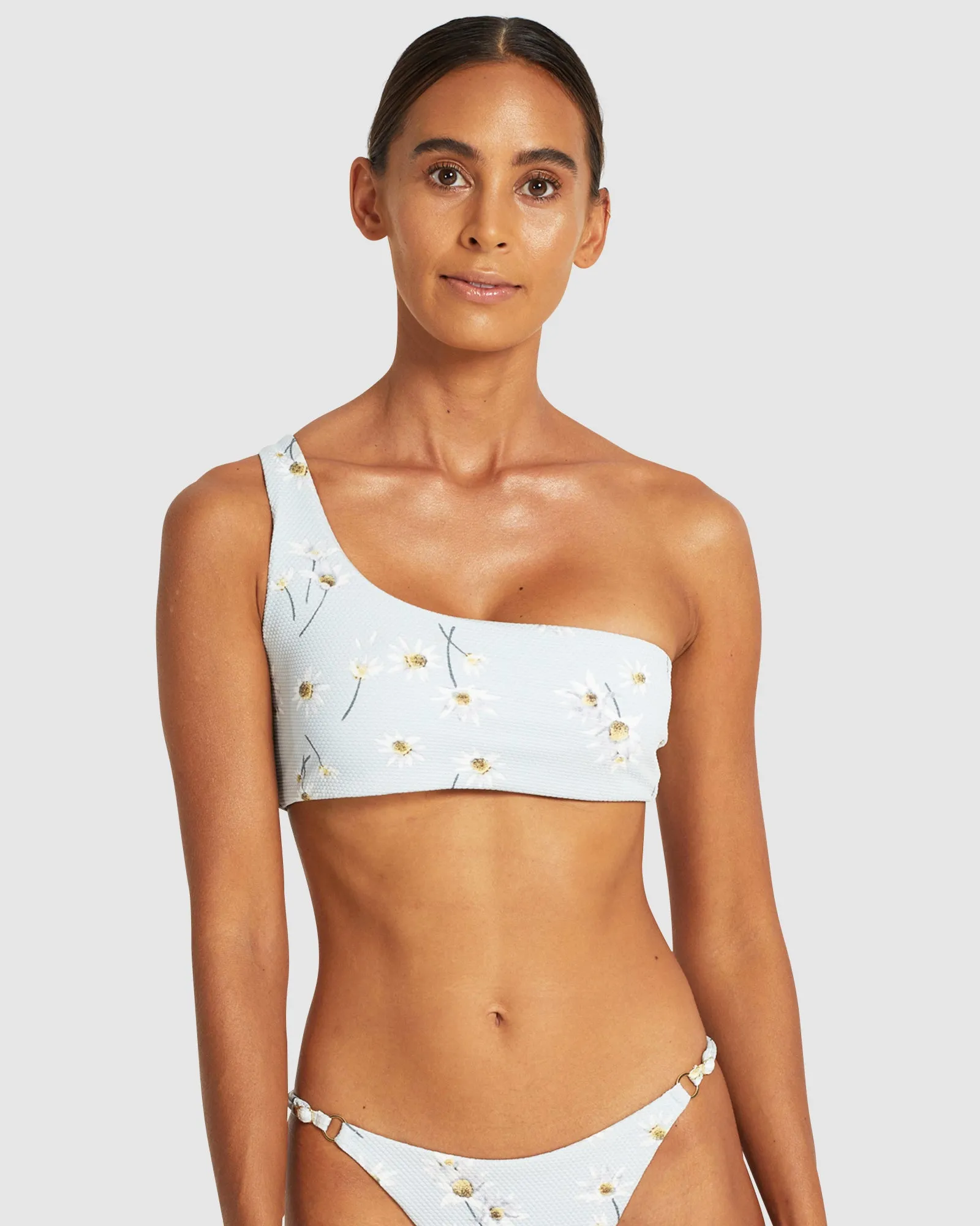 Holocene - Floral Textured - One Shoulder Bikini Top
