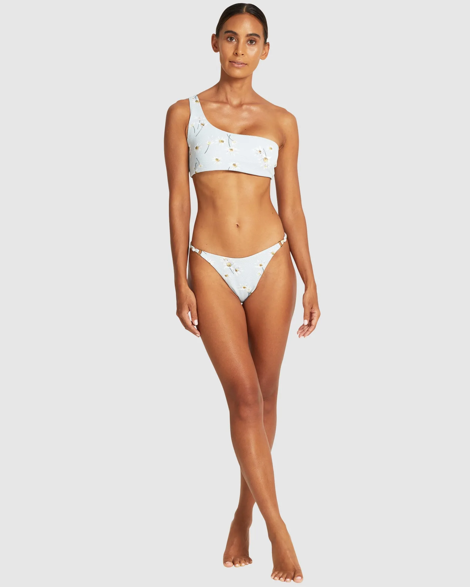 Holocene - Floral Textured - One Shoulder Bikini Top