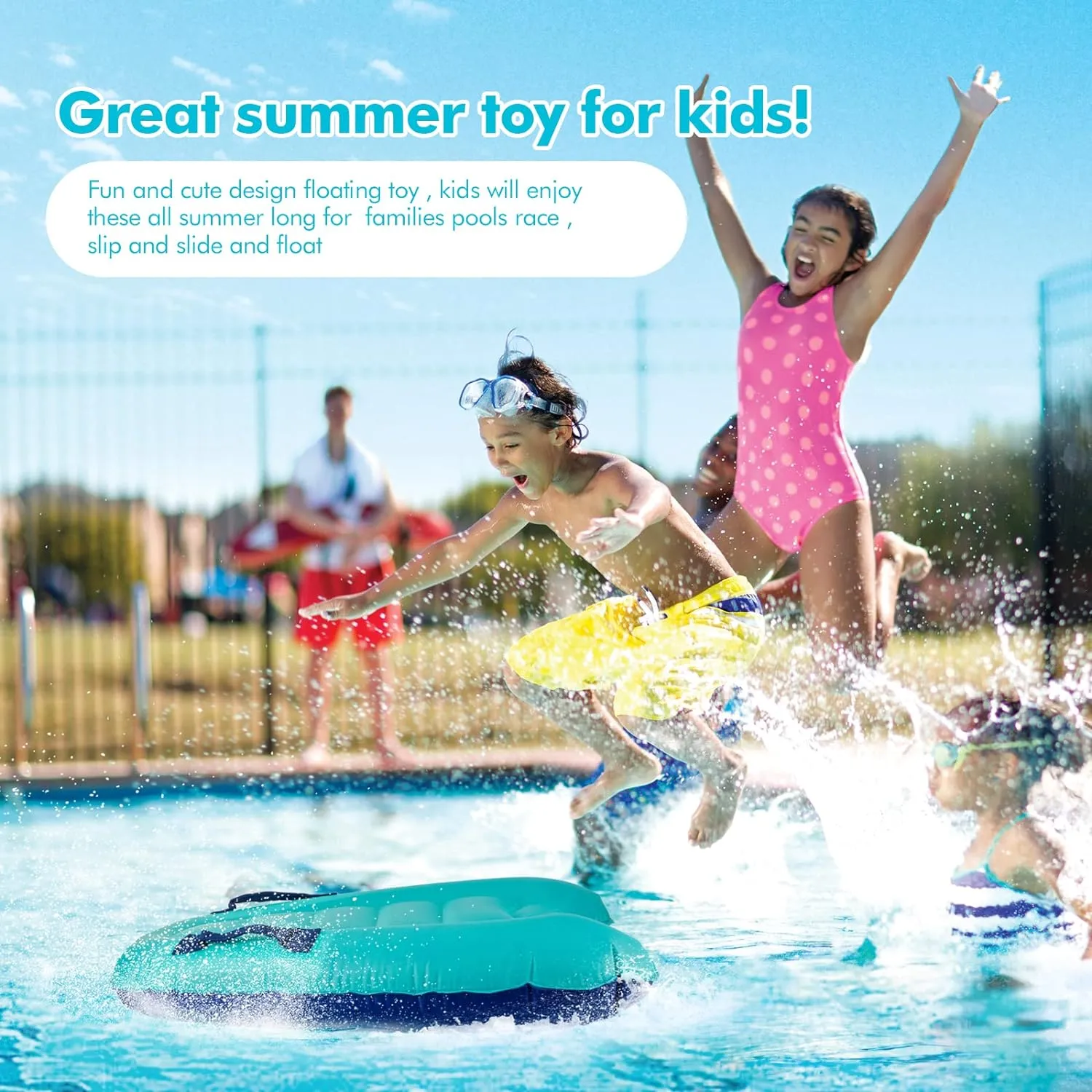 Inflatable Body Board with Handles - Lightweight Floatation Aid for Swimming, Beach Safety & Summer Fun | Portable Swim Trainer for All Ages, Pool Lake or Ocean Splash Play Toy