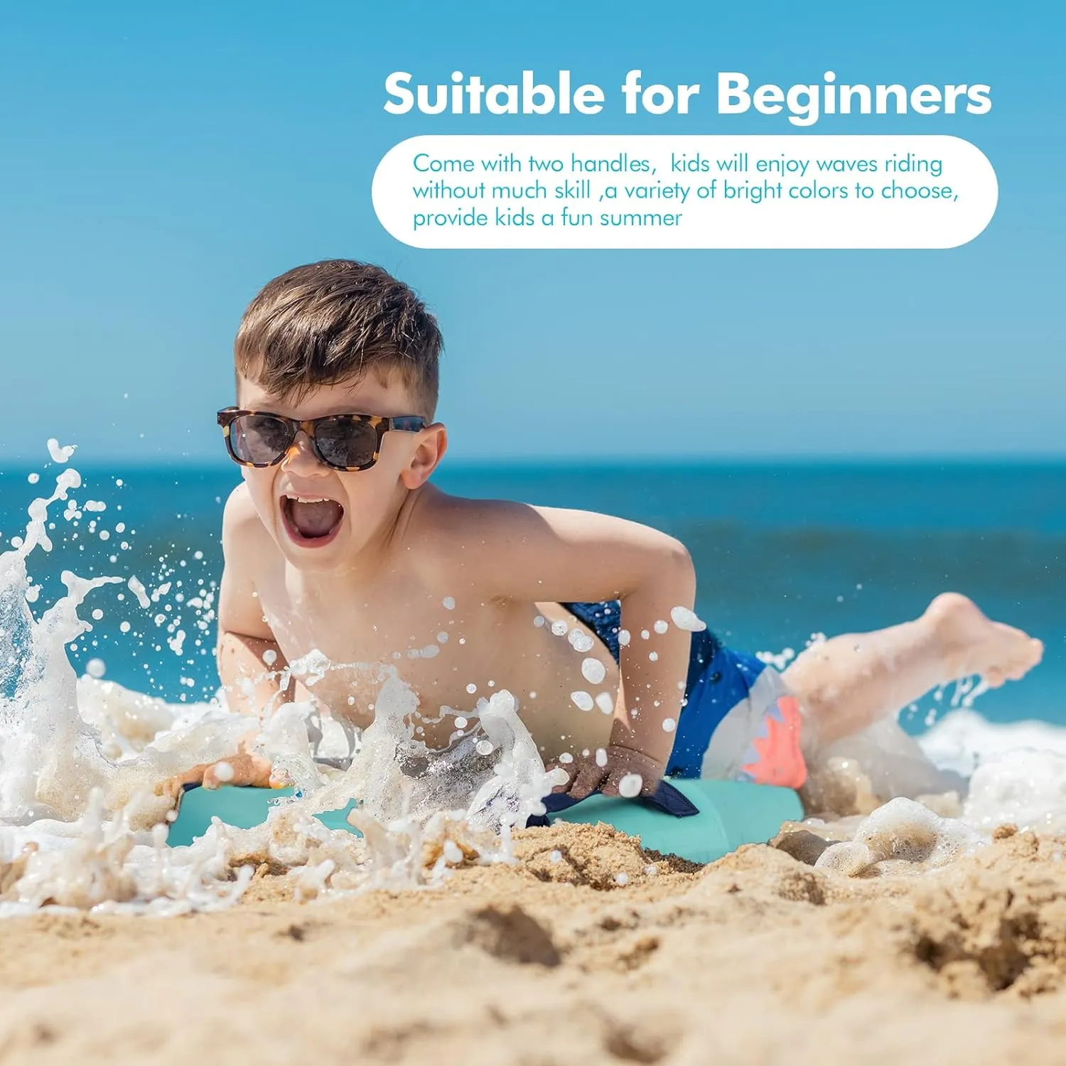 Inflatable Body Board with Handles - Lightweight Floatation Aid for Swimming, Beach Safety & Summer Fun | Portable Swim Trainer for All Ages, Pool Lake or Ocean Splash Play Toy