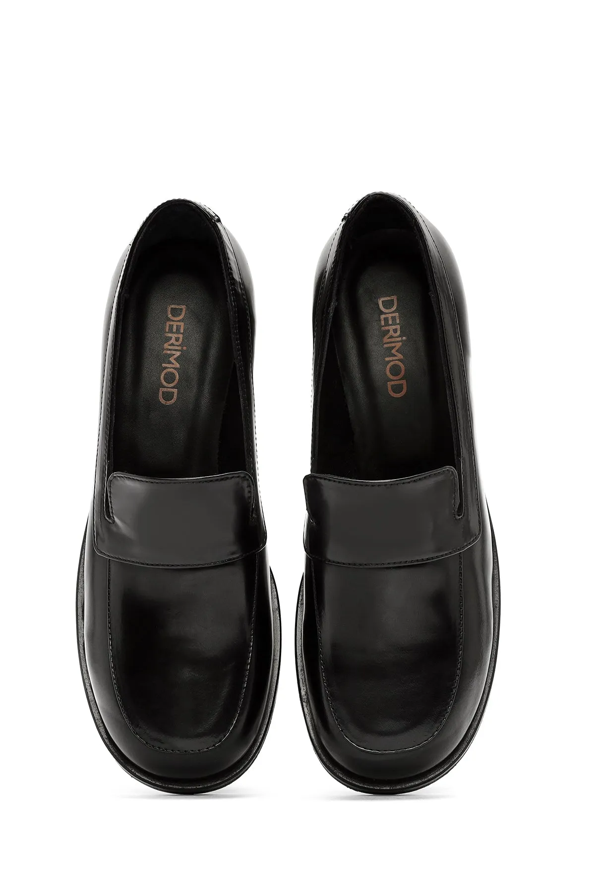 Kadın Siyah Klasik Deri Loafer