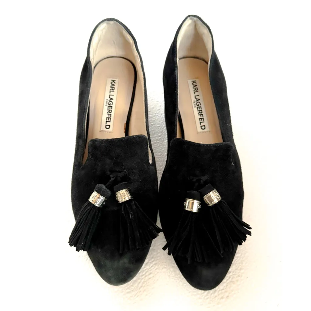 Karl Lagerfeld Paris Suede Tassel Loafers