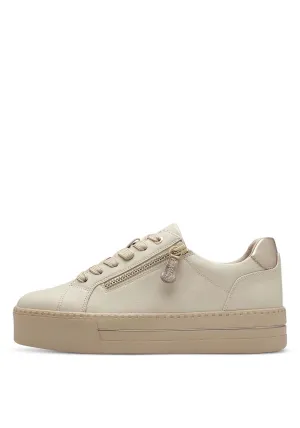 Ladies Lace Up Trainer - Ivory