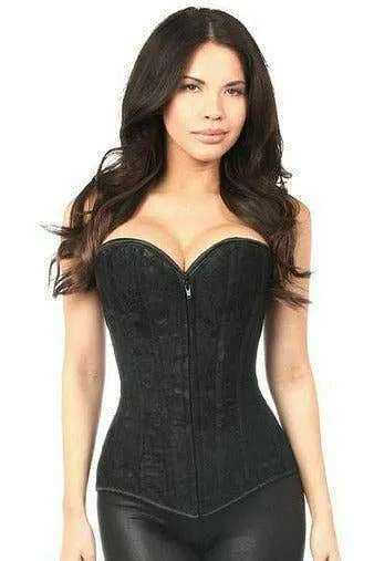 Lavish Black Lace Front Zipper Corset