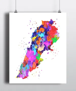 Lebanon Map Art Print - Unframed