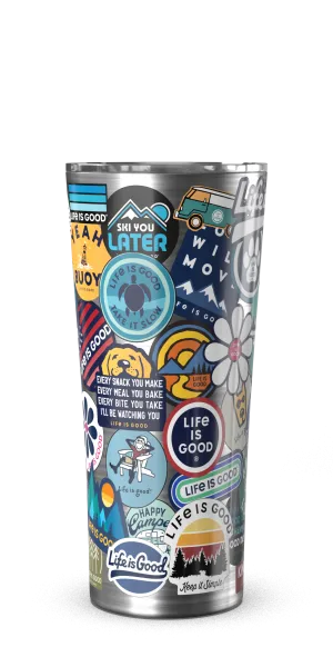 Life is Good Sticker Collage 22oz Stainless Steel Tumbler