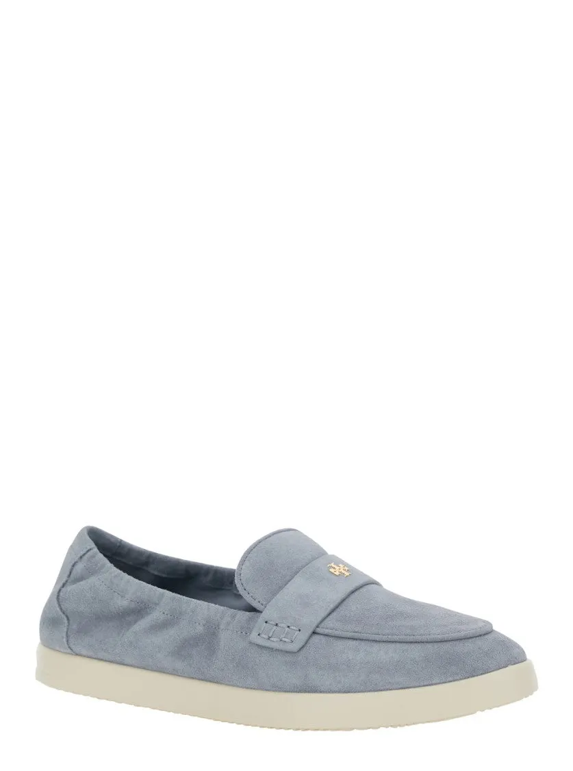 Light Blue Loafers With Logo Plaque