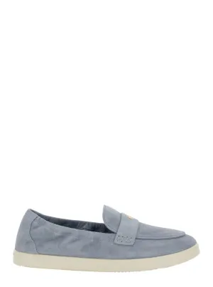 Light Blue Loafers With Logo Plaque
