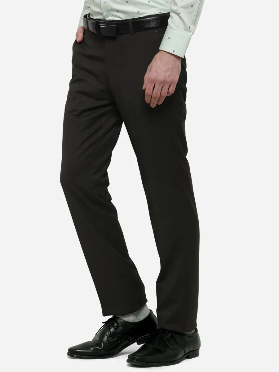 Mahendi Solid Slim Fit Formal Trouser | Metal