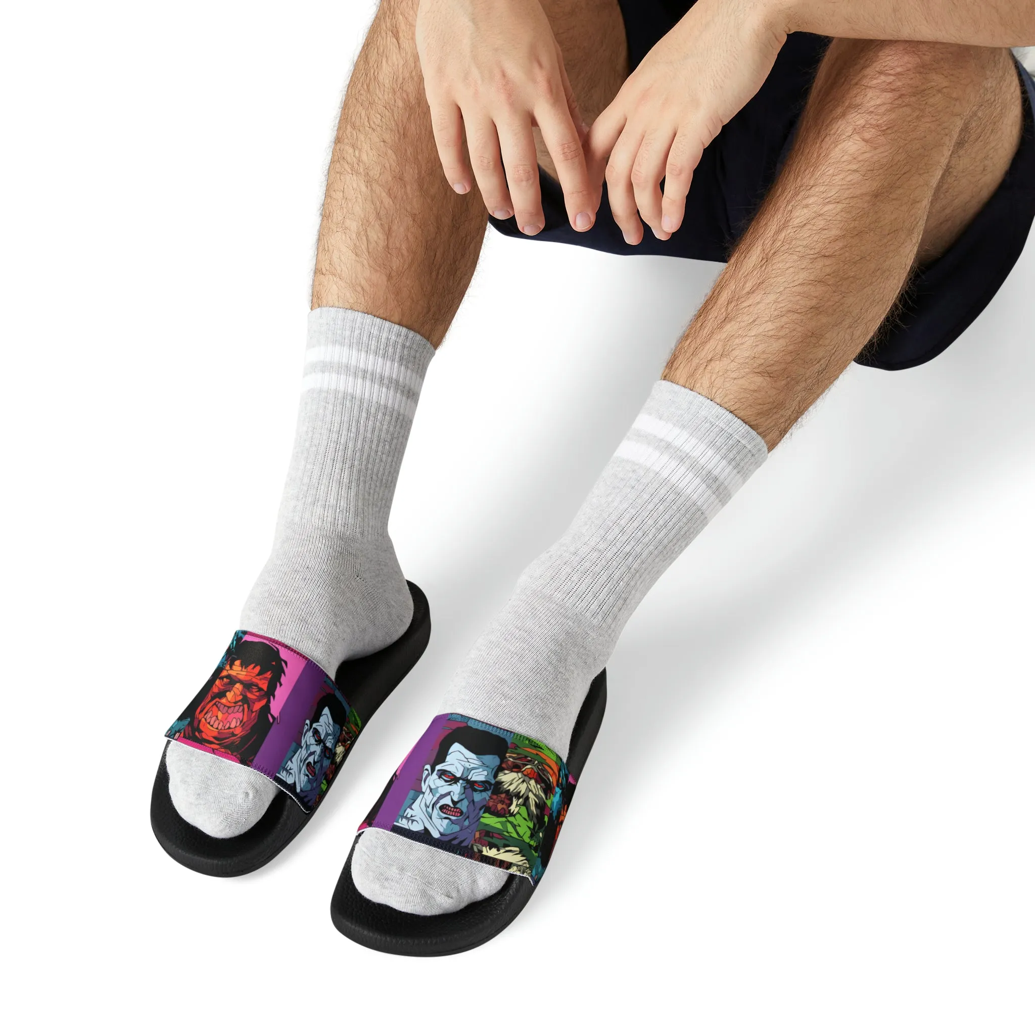 Men's Slide Sandals - Spooky Monsters Anime Beta