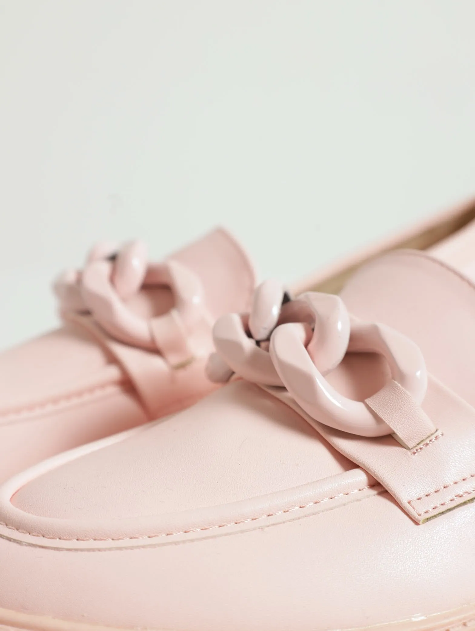 Mono Chain Trim Chunky Loafer - Light Pink