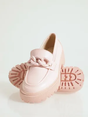 Mono Chain Trim Chunky Loafer - Light Pink