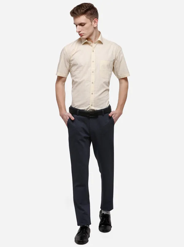 Navy Blue Solid Slim Fit Club Wear Trouser | JB Studio