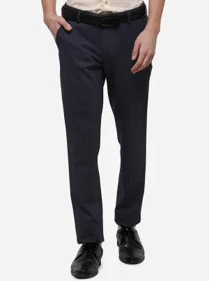 Navy Blue Solid Slim Fit Club Wear Trouser | JB Studio