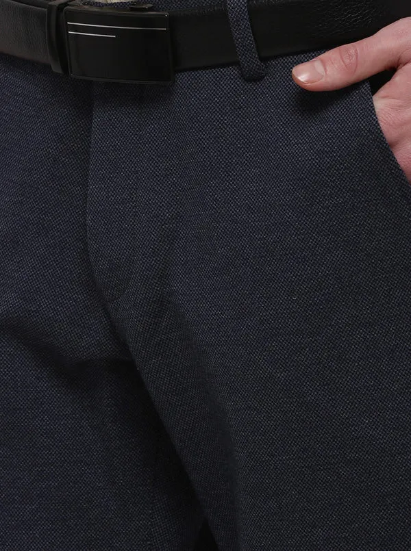 Navy Blue Solid Slim Fit Club Wear Trouser | JB Studio