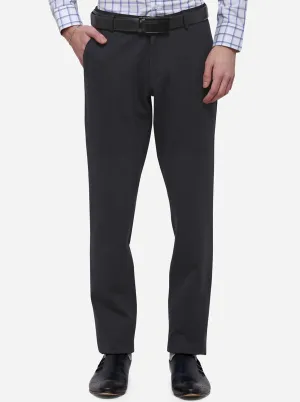 Navy Blue Solid Slim Fit Formal Trouser | JB Studio