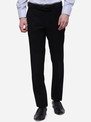 Navy Blue Solid Slim Fit Formal Trouser | Metal