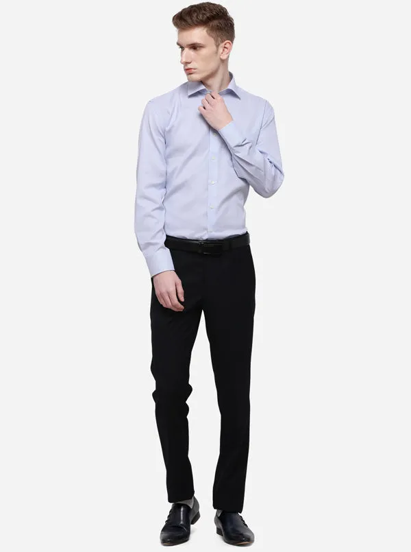 Navy Blue Solid Slim Fit Formal Trouser | Metal