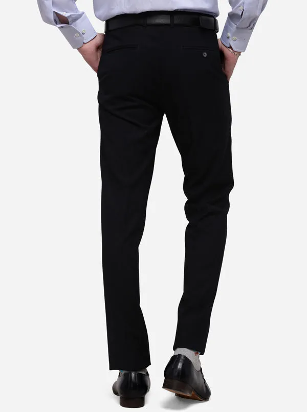 Navy Blue Solid Slim Fit Formal Trouser | Metal