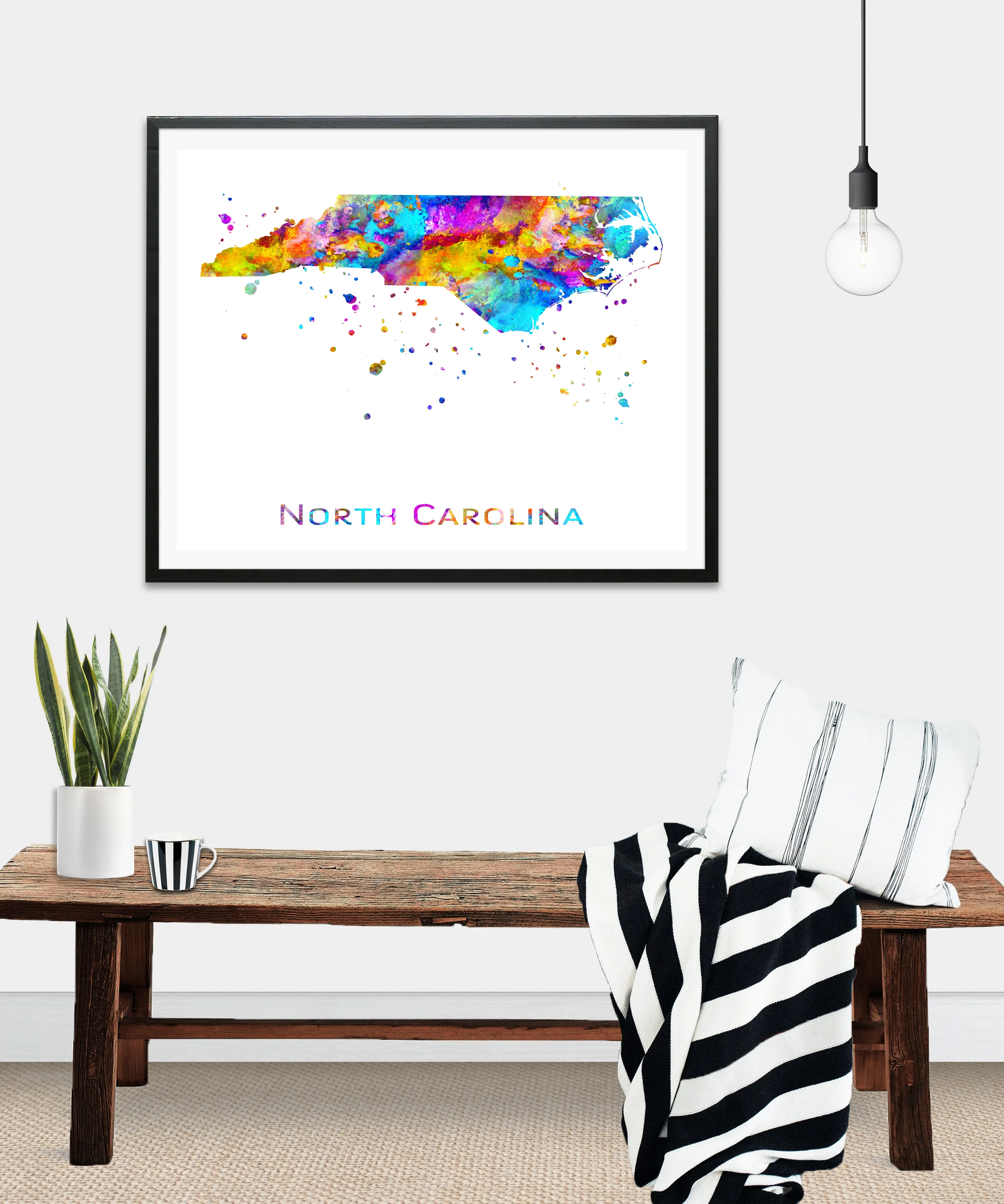 North Carolina Map Art Print - Unframed