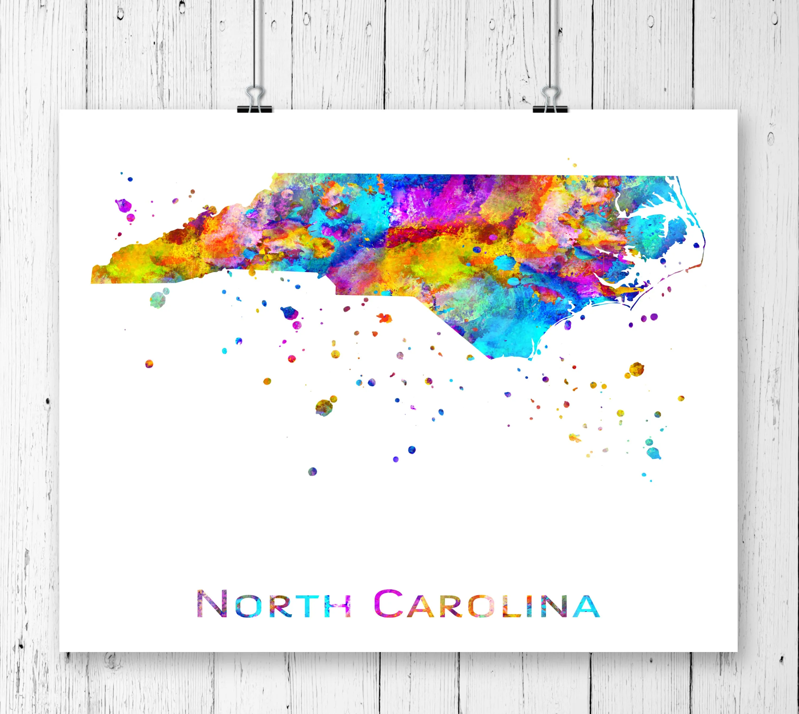 North Carolina Map Art Print - Unframed