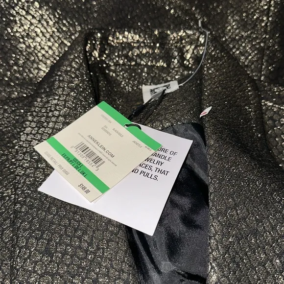 NWT Anne Klein Gold Metallic Snake Skin Print  One Button Blazer Black