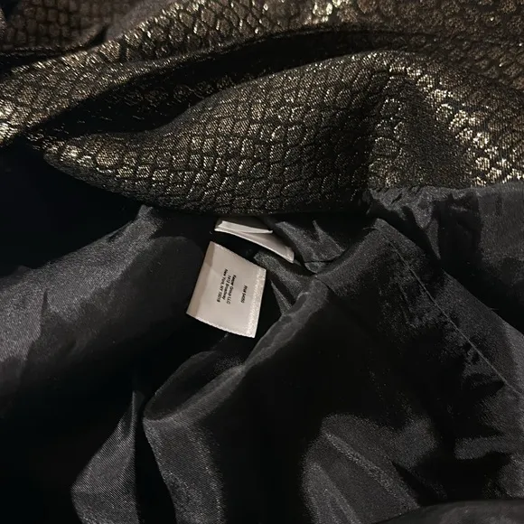 NWT Anne Klein Gold Metallic Snake Skin Print  One Button Blazer Black
