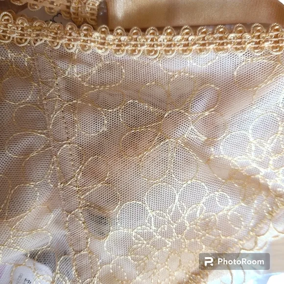 NWT Free People Lucia Size 36D Sheer Lace Underwire Lace Bra Wheat Sunset Gold