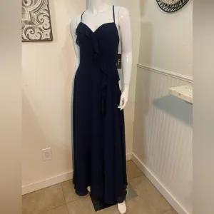 NWT Moonlit Moment Navy Blue Ruffled‎ Maxi Dress Formal