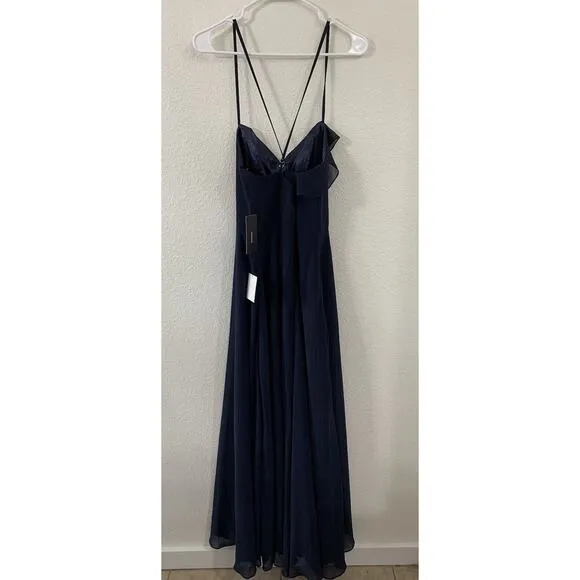NWT Moonlit Moment Navy Blue Ruffled‎ Maxi Dress Formal