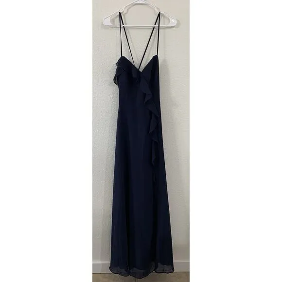 NWT Moonlit Moment Navy Blue Ruffled‎ Maxi Dress Formal