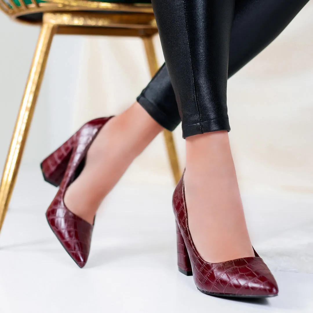 Pantofi dama cu toc Hedia - Bordo