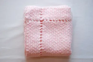 Pink Hemstitched Hand Woven Baby Blanket