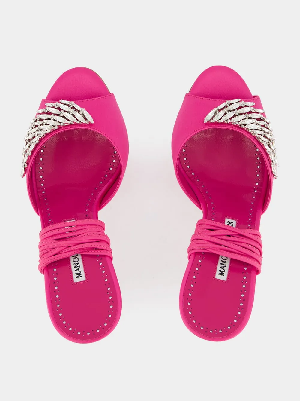 Plumena 90 Crystal-Embellished Satin Lace-Up Pink Sandals